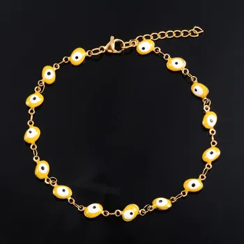 Náramek Letní ochranný řetízkový náramek s okem | šperk - Žluť , 16 cm plus prodloužení