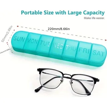 Dávkovač léků Týdenní dávkovač léků s velkou kapacitou | Organizér na pilulky, úložný box léků - Modrá 1ks