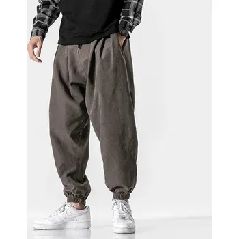 Pánské módní kalhoty s pružným pasem a kapsami Barva: Šedá, Velikost: L