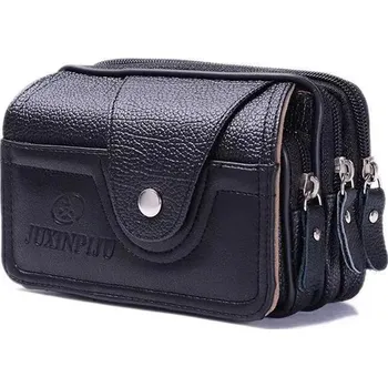 Kabelka Pánská koženková taška s dvojitým zipem | pánské psaníčko - C-černá