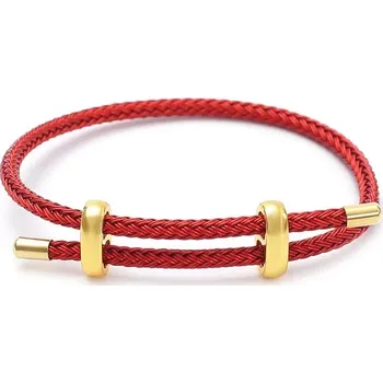 Náramek Pletený vintage náramek pro páry s ocelí | šperk - Jako na obrázku červená
