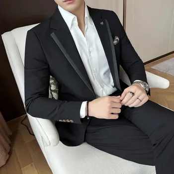 Dvoudílný slim oblek – formální a profesionální kombinace Velikost: 3XL, Barva (Varianta): Černá