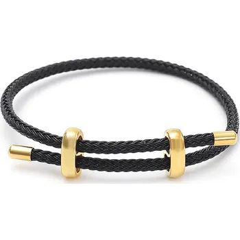 Náramek Pletený vintage náramek pro páry s ocelí | šperk - Jako obrázek černá