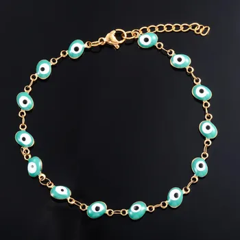 Náramek Letní ochranný řetízkový náramek s okem | šperk - Modrý , 24 cm plus prodloužení