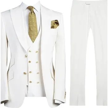 Třídílný oblek pro ženicha – slavnostní a stylový set Velikost: 3XL, Barva (Varianta): Bílá