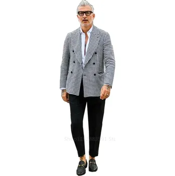 Slim blejzr s kohoutí stopou – svatební a pracovní využití Velikost: 3XL, Barva (Varianta): houndstooth