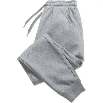 Pánské zateplené tepláky na běh a cvičení s elastickým pasem Barva: Šedá, Velikost: 4XL