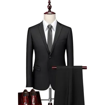 Pánský oblek Stylový pánský business oblek – dvoudílná sada Velikost: 4XL, Barva (Varianta): Černá