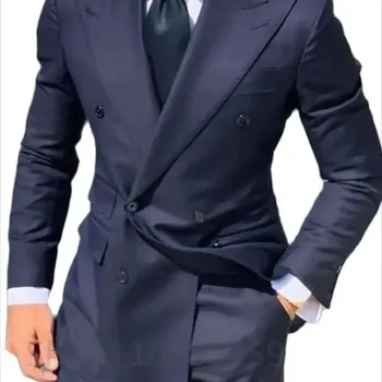 Pánské sako Dvouřadé pánské sako – elegantní střih a styl Velikost: 5XL, Barva (Varianta): Modrá