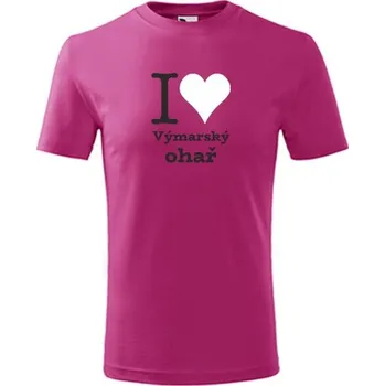 Chlapecké tričko Purpurové dětské tričko I love Výmarský ohař - dárek pro malého pejskaře / pejskařku - barva purpurová - velikost 6let