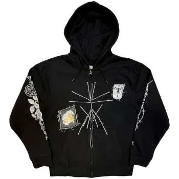 Pánská mikina Merch Bring Me the Horizon: Bring Me The Horizon Unisex Zipped Hoodie: Nailed Symbol (black) (back Print) (xx-large) XXL