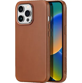 Telefonní příslušenství Pouzdro Dux Ducis Naples pro iPhone 14 Pro s magnetickou kůží, hnědé, MagSafe