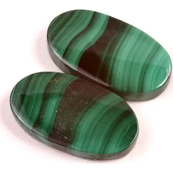 Přírodní kámen Kabošony páry Malachite č.P702 (24x13x4mm)
