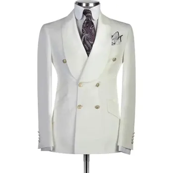 smoking s dvojitým zapínáním – svatba, ples, večírek Velikost: XL, Barva (Varianta): Bílá