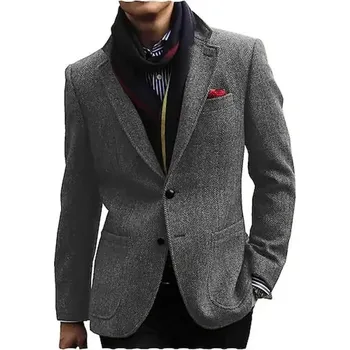 Sako s rybím vzorem – svatební a business vzhled Velikost: XL, Barva (Varianta): Šedá