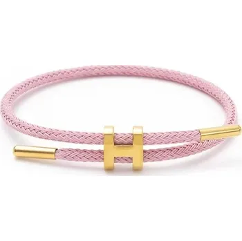 Náramek Pletený vintage náramek pro páry s ocelí | šperk - Světle růžová