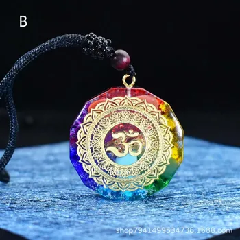 Přívěsek Přívěsek s čakrovou energií a symbolem om | energetický kámen - B.