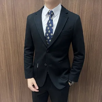 Pánské sako Kostkované business sako na jaro a podzim – volnočasový styl Velikost: XXS, Barva (Varianta): Černá