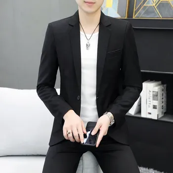 Korejský ležérní blazer – módní kousek na jaro a podzim Velikost: M, Barva (Varianta): Černá