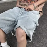 Pánské džínové kraťasy s rovným střihem a volným pasem Velikost: M, Barva (Varianta): Světle modrá