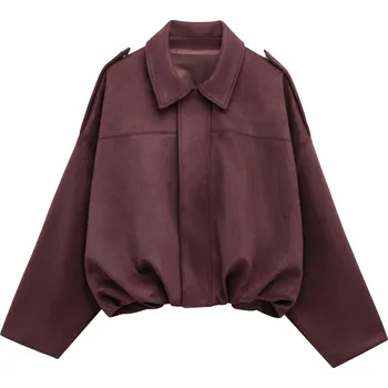 Dámská softshellová bunda Dámská semišová bunda s ležérním střihem a zapínáním na zip Barva: Červená, Velikost: S