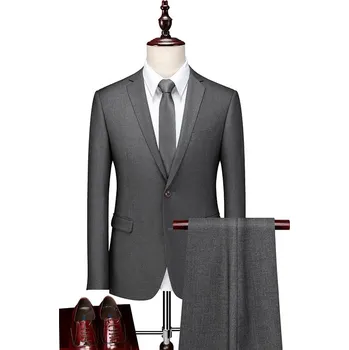 Pánský oblek Stylový pánský business oblek – dvoudílná sada Velikost: L, Barva (Varianta): Grey 1