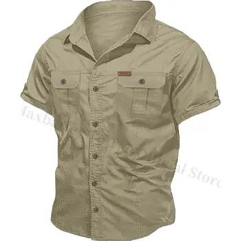 Pánská pracovní košile – krátký rukáv, více kapes Barva: Khaki, Velikost: S