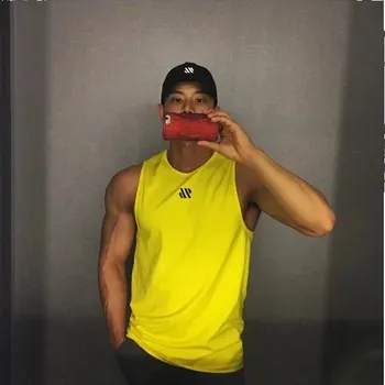 Pánský sportovní nátělník – prodyšný do posilovny Velikost: 4XL, Barva (Varianta): Žlutá