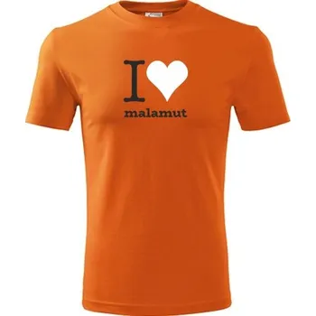 Chlapecké tričko Oranžové dětské tričko I love malamut - dárek pro malého pejskaře / pejskařku - barva oranžová - velikost 10let