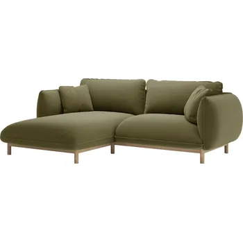 Pohovka Micadoni Zelená sametová rohová pohovka Ada 214 cm, levá