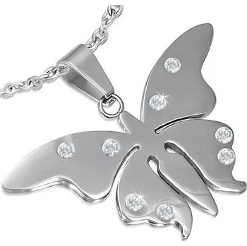 Přívěsek Přívěsek ocel motýl s kamínky 66 (Přívěsky z oceli)