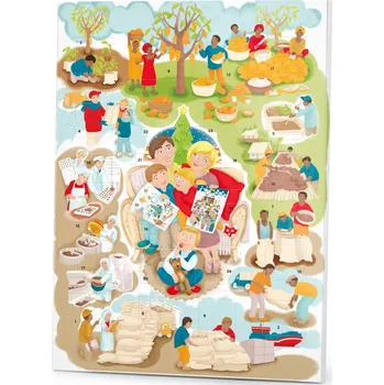 Čokoláda Fairobchod Bio adventní kalendář s vánočními motivy Cesta kakaa v češtině, 37 % kakaa