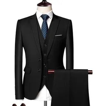 Pánský oblek Pánský společenský oblek – 3dílný komplet, elegantní střih Velikost: XL, Barva (Varianta): 2 buttons black