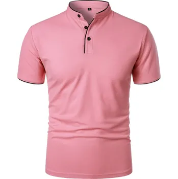 Pánské polo triko – volný střih s límečkem na léto Barva: Růžová, Velikost: XL