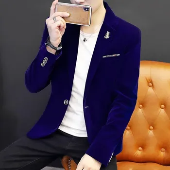 Módní vlněný kabátek – elegantní a univerzální business sako Velikost: XL, Barva (Varianta): Modrá