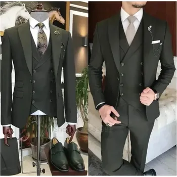 Třídílný slavnostní oblek – decentní outfit pro svatbu a ples Velikost: 4XL, Barva (Varianta): Black 2