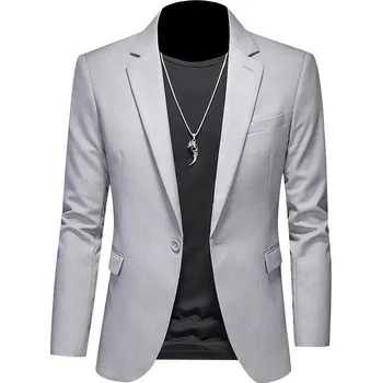 Pánský oblek Stylový business oblek – dvoudílný slim střih pro volný čas Velikost: L, Barva (Varianta): Světle šedá