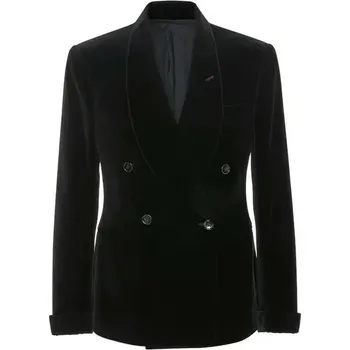 Pánské sako Sametové sako – formální dvouřadý střih se šálovým límcem Velikost: 2XL, Barva (Varianta): Černá