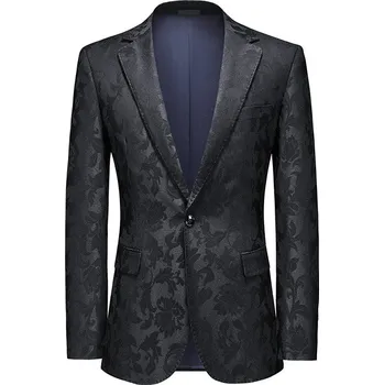 Pánské sako Jarní pánské sako s žakárovým vzorem Velikost: 3XS, Barva (Varianta): Černá