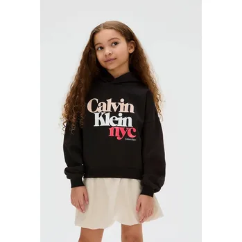 Chlapecká mikina Dětská bavlněná mikina Calvin Klein Jeans IG0IG02989.9BYA černá 99X, vel. 170