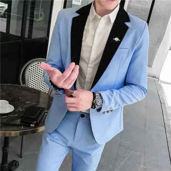 Slim set pro kadeřníky – ležérní módní oblek Velikost: L, Barva (Varianta): Modrá