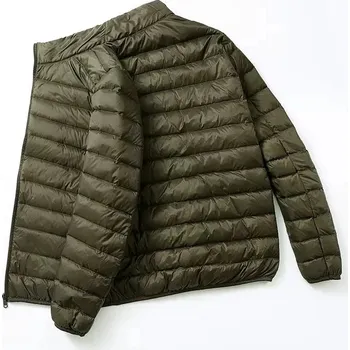 Pánská softshellová bunda Ultra lehká péřová bunda s kapucí – street styl Velikost: M, Barva (Varianta): Tmavě zelená s