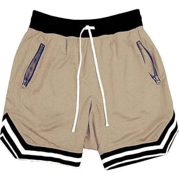 Pánské basketbalové šortky – síťovina, rychleschnoucí Barva: Khaki, Velikost: 4XL