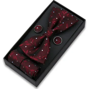 Kravata Dárkový set pro muže – motýlek, kapesníček a manžetové knoflíky Barva (Varianta): P-181