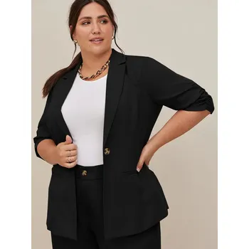 Dámské sako Dámské sako ve větších velikostech – elegantní střih Velikost: 2XL, Barva (Varianta): Černá