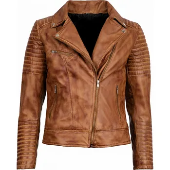 Dámská bunda BrixtonBest Dámská Kožená Bunda Křivák Brown Tiziana Lion Brixton Hnědá 4XL