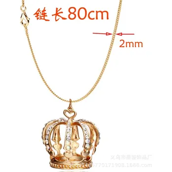 Náhrdelník Výrazný přívěsek korunky na řetízku – 80cm extravagantní styl Barva (Varianta): 80cm Black Pink Diamond