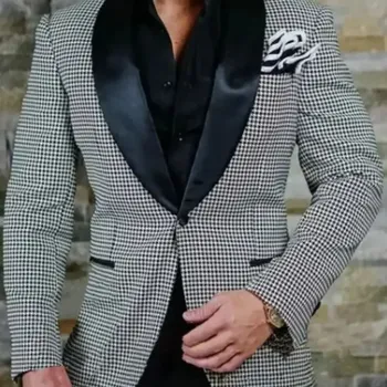 Pánský oblek Oblek na svatbu a vystoupení – elegantní formální styl Velikost: L, Barva (Varianta): houndstooth