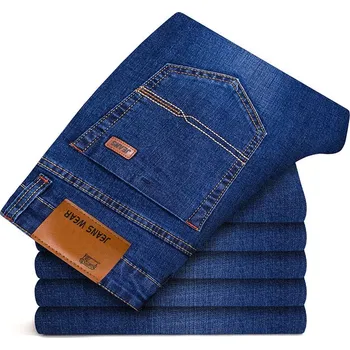 Pánské džíny Pánské rovné džíny – business ležérní elastický denim Velikost: 33, Barva (Varianta): Modrá