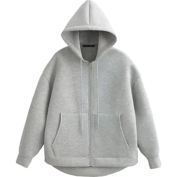 Dámská mikina Dámská mikina na zip – oversize střih s dvojitou kapsou Velikost: M, Barva (Varianta): Světle šedá